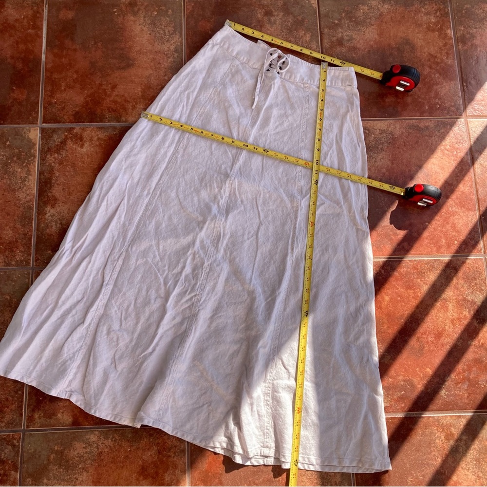 Tahari 100% Linen Lace-Up Maxi Skirt | Size 6 | Neutral Beige - Picture 10 of 16